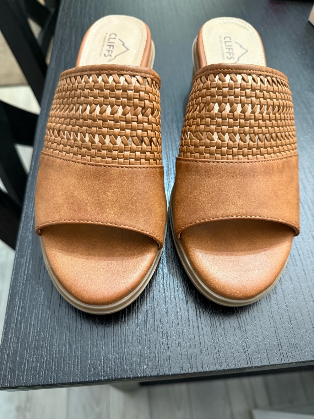 Cliffs by WHITE MOUNTAIN Tan Woven Slide Mules